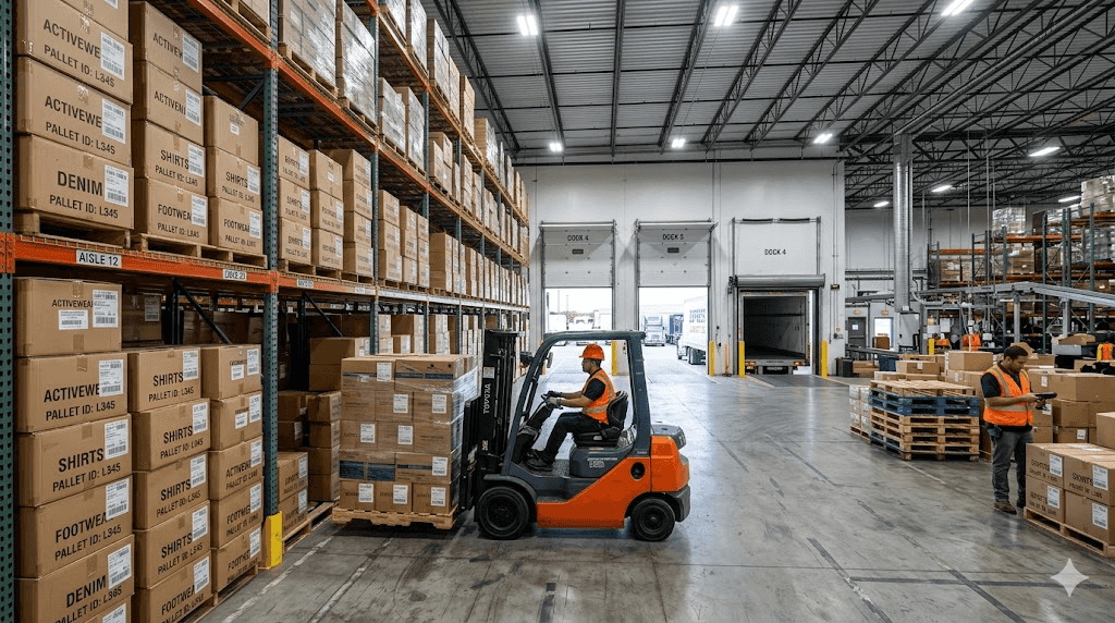 Modern apparel factory floor with quality-controlled production lines