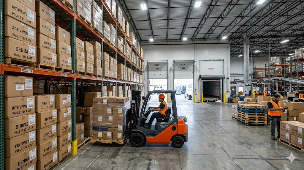 Modern apparel factory floor with quality-controlled production lines